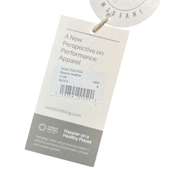 NWT VUORI Strato Tech Polo Balsam heather Size Small - Picture 5 of 6